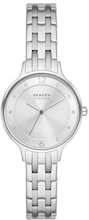 Skagen Anita Lille Orologio per donna, movimento al quarzo con cinturino in acciaio inossidabile o in pelle, Tono argento, 30MM