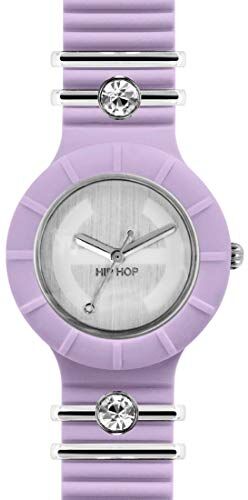 Hip Hop Orologio donna TRES CHIC! quadrante argento e cinturino in silicone, glam rosa, movimento SOLO TEMPO 3H QUARZO