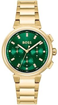 Boss Orologio Analogico Multifunzione al Quarzo da Donna con Cinturino in Acciaio Inossidabile Dorato