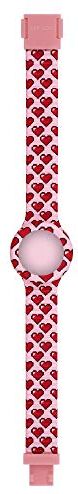 Hip Hop Cinturino Heart and Love, Cinturino Intercambiabile Orologio Donna per Cassa da 32 mm Colore Rosa con Cuori Rossi in Silicone Morbido Resistente all'Acqua