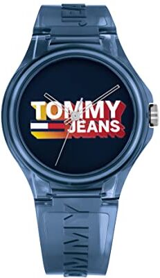 Tommy Hilfiger Jeans Orologio Analogico al Quarzo Unisex con Cinturino in Silicone Blu Navy