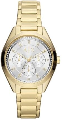 Armani Orologio da donna, movimento al quarzo, cassa in acciaio inossidabile dorata da 38 mm con bracciale in acciaio inossidabile,