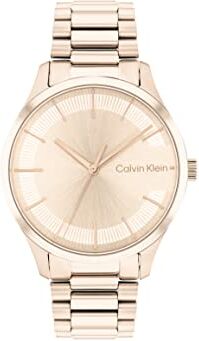 Calvin Klein Orologio Analogico al Quarzo Unisex con Cinturino in Acciaio Inossidabile Color Oro Rosso