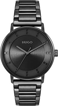 HUGO Orologio Analogico al Quarzo da Uomo con Cinturino in Acciaio Inossidabile Nero