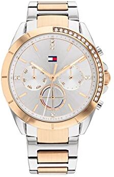 Tommy Hilfiger Orologio Analogico Multifunzione al Quarzo da Donna con Cinturino in Acciaio Inossidabile Bicolore