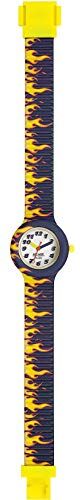 Hip Hop Orologio Solo Tempo Kids Fun per Bambini Nero con Stampa Fiamme e Cinturino in Silicone Morbido Resistente all'Acqua