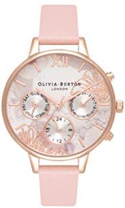 Burton Orologio Analogico Multifunzione al Quarzo da Donna con Cinturino in Pelle Rosa