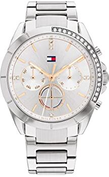 Tommy Hilfiger Orologio Analogico Multifunzione al Quarzo da Donna con Cinturino in Acciaio Inossidabile Argentato 1782384