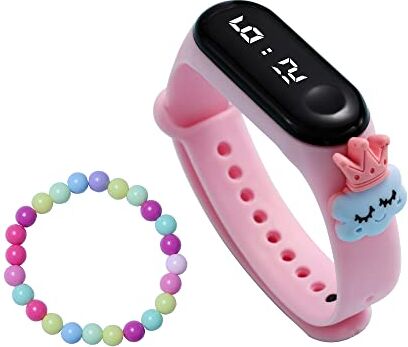 MUXIJIA Orologio Bambina, Orologio Bambini da Polso con 3D Cartone Animato Cinturino in Silicone Orologio Digitale per Ragazze e Ragazzi da 6-15 Anni (Nuvole-Rosa)