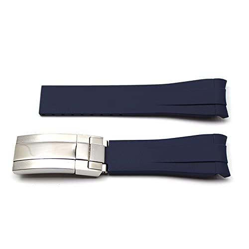 AIMVALUE Cinturino orologio in gomma compatibile per Rolex Submariner Daytona Deepsea Sea-Dweller 20mm ansa curva nero blu verde bianco arancione da uomo con fibbia argento e kit montaggio (Blu)