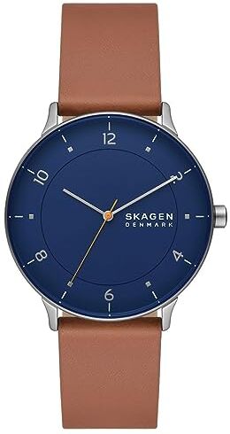 Skagen Orologio da uomo Riis Quartz/3 Movimento manuale con cassa da 40 mm e cinturino in pelle