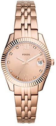 Fossil Orologio Scarlette Mini Ladies, movimento al quarzo, cassa in acciaio inossidabile oro rosa 32 mm con bracciale in acciaio inossidabile,