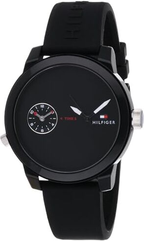 Tommy Hilfiger Orologio Analogico al Quarzo da Uomo con Cinturino in Silicone Nero