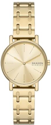 Skagen Signatur Orologio per donna, movimento al quarzo con cinturino in acciaio inossidabile o in pelle, Tono oro, 30MM