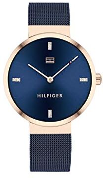 Tommy Hilfiger Orologio Analogico al Quarzo da Donna con Cinturino in Maglia Metallica in Acciaio Inossidabile Blu