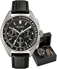 Bulova Lunar Pilot Pilota Lunare  Orologio design con cinturino in pelle uomo nero