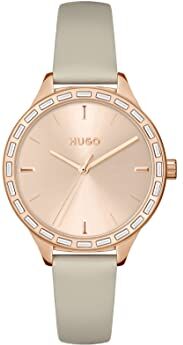 HUGO Orologio Analogico al Quarzo da Donna con Cinturino in Pelle Beige