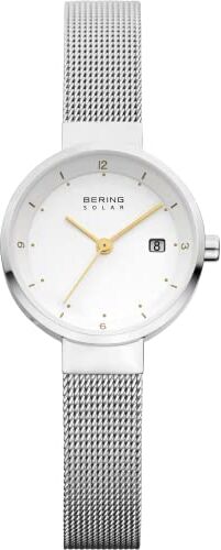 BERING Donna Analogico Solare Orologio con Cinturino in Acciaio inossidabile Cinturino e Vetro zaffiro