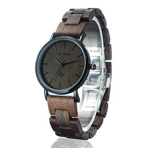 BEWELL Orologio da coppia Fatto a mano in Legno Moda Minimalista Ultra Sottile Orologio analogico al quarzo per Uomo Donna W163A