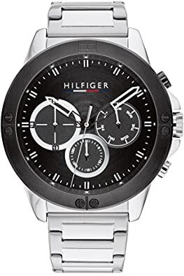 Tommy Hilfiger Orologio Analogico Multifunzione al Quarzo da Uomo con Cinturino in Acciaio Inossidabile Argentato