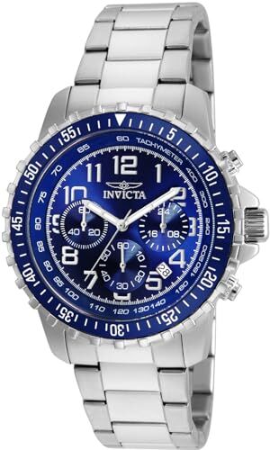 Invicta Specialty Orologio da Uomo in Acciaio Inossidabile con Movimento al Quarzo, Argento/Blu 45 mm