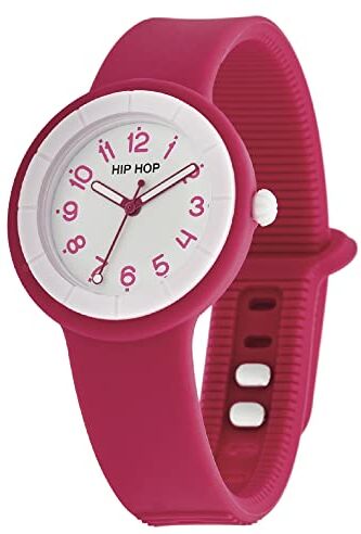 Hip Hop , Collezione Hero.Dot, Orologio Donna con Cinturino in Silicone Soft Touch, Pratica Chiusura, Lunetta Bianca, Numeri Verdi, Cassa 34 mm, Movimento al Quarzo, Bordeaux