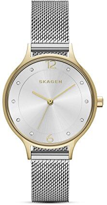 Skagen Anita Lille Orologio per donna, movimento al quarzo con cinturino in acciaio inossidabile o in pelle, Tonalità argento e oro, 30MM