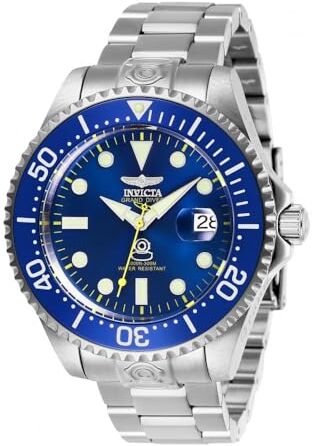 Invicta Grand Diver Orologio da Uomo in Acciaio Inossidabile con Movimento Automatico, Blu/Argento 47 mm