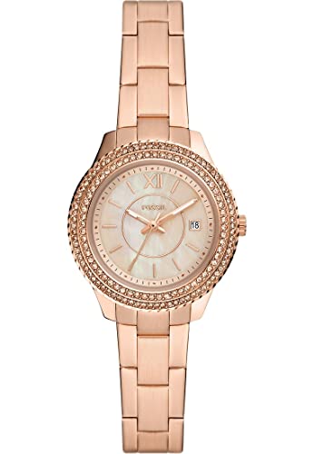 Fossil Orologio Stella da donna, movimento a tre lancette con data, cassa in acciaio inossidabile oro rosa 30 mm con bracciale in acciaio inossidabile,