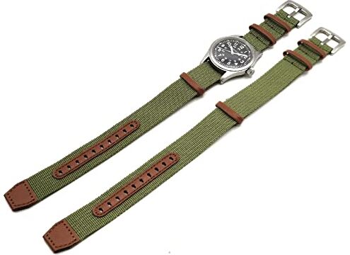 Generico Cinturino orologio Nato G10 khaki field compatibilecon Hamilton militare pelle nylon 20 22 mm Verde Nero Sabbia Blue Grigio Vintage (20MM, Verde)