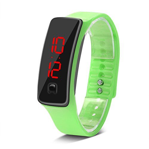 Sonew Orologi sportivi, orologio da polso in silicone LED Calendario digitale Bracciale da polso per donna Uomo Sweatproof Long Time Standby leggero(Light Green)