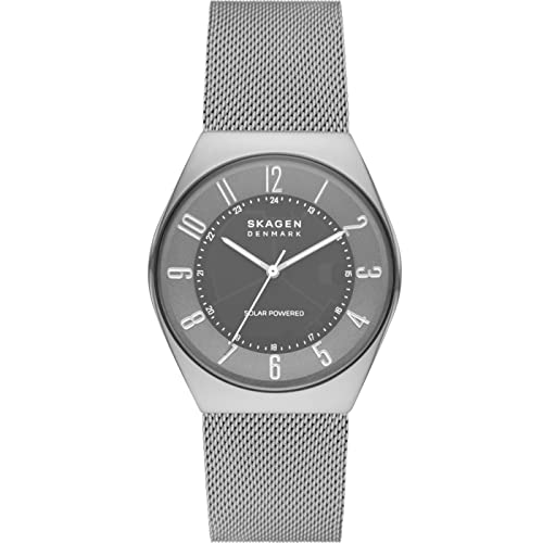 Skagen Orologio da uomo Grenen Solar Powered, movimento a tre lancette a energia solare, cassa in acciaio inossidabile riciclato (almeno 50%) da 37 mm,