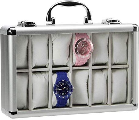 SAFE 265 portaorologi per orologio con velluto grigio per 12 orologi   espositore orologi   scatole porta orologi   280 x 200 x 80 mm