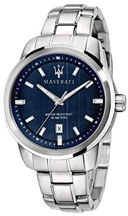 Maserati Orologio da uomo, Collezione Successo, con movimento al quarzo e funzione solo tempo con data, in acciaio