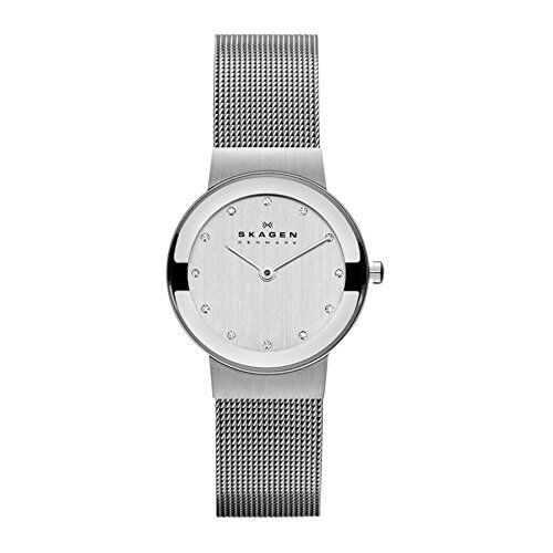 Skagen Freja Orologio per donna, movimento al quarzo con cinturino in acciaio inossidabile o in pelle, Tono argento, 26MM