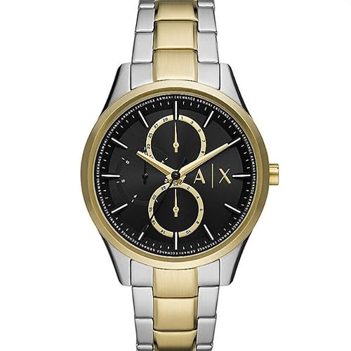 Armani Orologio multifunzione al quarzo da uomo, cassa in acciaio inossidabile 2t/oro da 42 mm con bracciale in acciaio inossidabile,