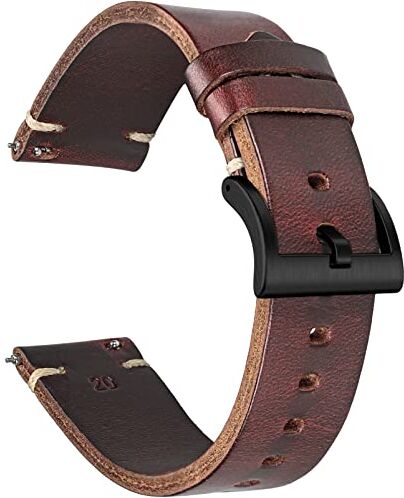 hemsut h Hemsut, cinturino in pelle per orologio da uomo, donna, cinturino per orologio Horween Chromexcel a sgancio rapido, fatto a mano, in morbido stile vintage, 18 mm, 20 mm, 22 mm 21mm Vino rosso e nero.