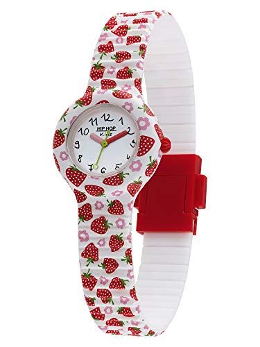 Hip Hop , Collezione KIDS FUN Orologio Bambina Strawberry, con Cinturino in Silicone, Pratica Chiusura, Cassa 28mm, Movimento al Quarzo, Resistente all'Acqua, Lunghezza Regolabile