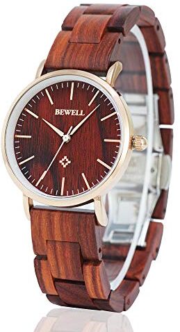 BEWELL Orologio da coppia Fatto a mano in Legno Moda Minimalista Ultra Sottile Orologio analogico al quarzo per Uomo Donna W163A