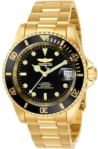 Invicta Pro Diver Orologio da uomo in acciaio inossidabile con movimento automatico 40 mm, Oro / Nero