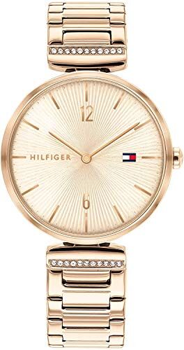 Tommy Hilfiger Orologio Analogico al Quarzo da Donna con Cinturino in Acciaio Inossidabile Color Oro Rosso