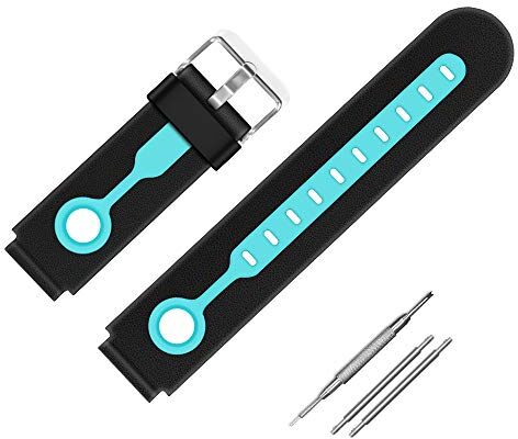 Coholl Cinturino di ricambio per smart watch per bambini, 16 mm, compatibile con Kidizoom DX2 PTHTECHUS CPROGRACE INIUPO 9Tong in silicone, regalo per ragazze e ragazzi (Nero-verde)