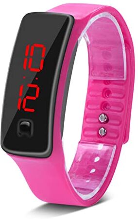 Tiiyee Orologio Digitale, Orologi Sportivi Polso Silicone LED Calendario Digitale Donna Uomo Sweatproof Standby Prolungato Leggero Sportivo Cinturino Quadrante Display Elettronico (Rosa)