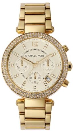 Michael Kors Parker orologio al quarzo cronografo con cinturino in acciaio inossidabile dorato per donna