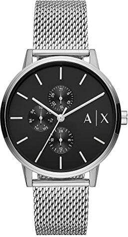 Armani Orologio da uomo, movimento al quarzo multifunzione, cassa in acciaio inossidabile da 42 mm con bracciale in acciaio inossidabile,