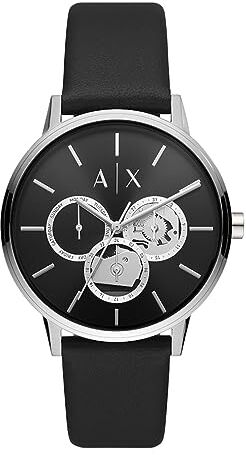 Armani Orologio da Uomo, Movimento Multifunzione, Almeno 50% di Acciaio Inossidabile Riciclato, Cassa 42 mm, D'argento