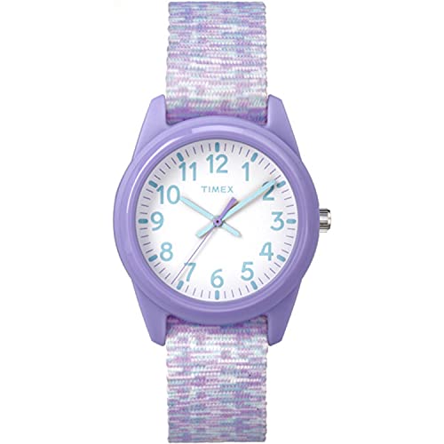 Timex Orologio da ragazza  Time Machines con cinturino sportivo in tessuto elastico viola/bianco TW7C12200