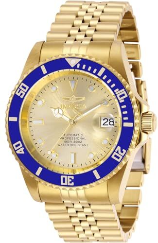 Invicta Pro Diver Orologio da uomo in acciaio inossidabile con movimento automatico 42 mm, Oro / Blu