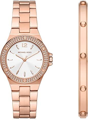 Michael Kors Orologio Quartz Multifunction Donna, misura cassa 33.00mm con quadrante Bianco Analogico e cinturino Rose Gold in Cinturino in metallo