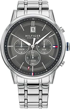 Tommy Hilfiger Orologio Analogico Multifunzione al Quarzo da Uomo con Cinturino in Acciaio Inossidabile Argentato